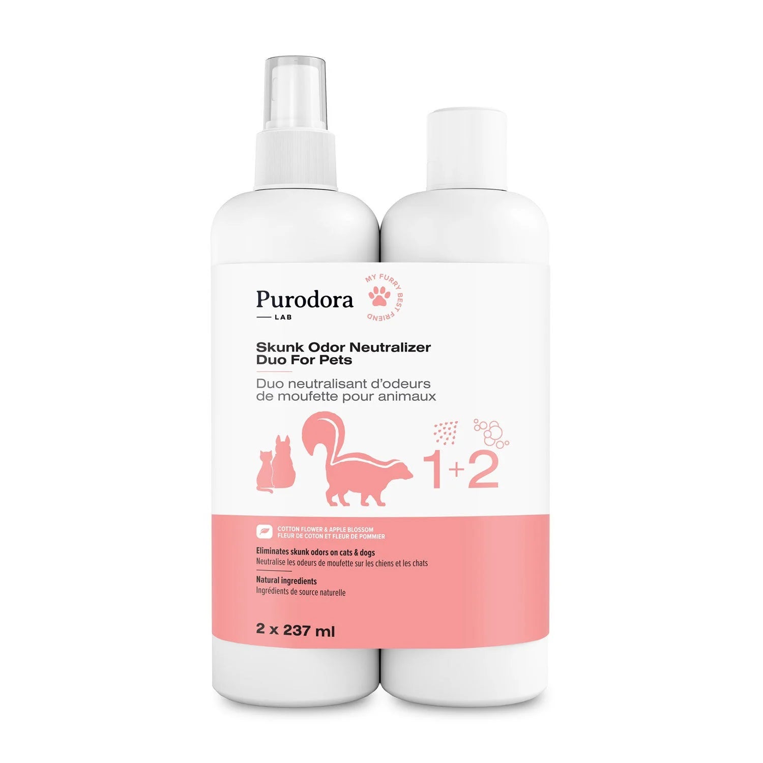 Purodora Lab Duo Shampoing et Neutralisant d'Odeurs de Moufette 237ml (2 Unités)