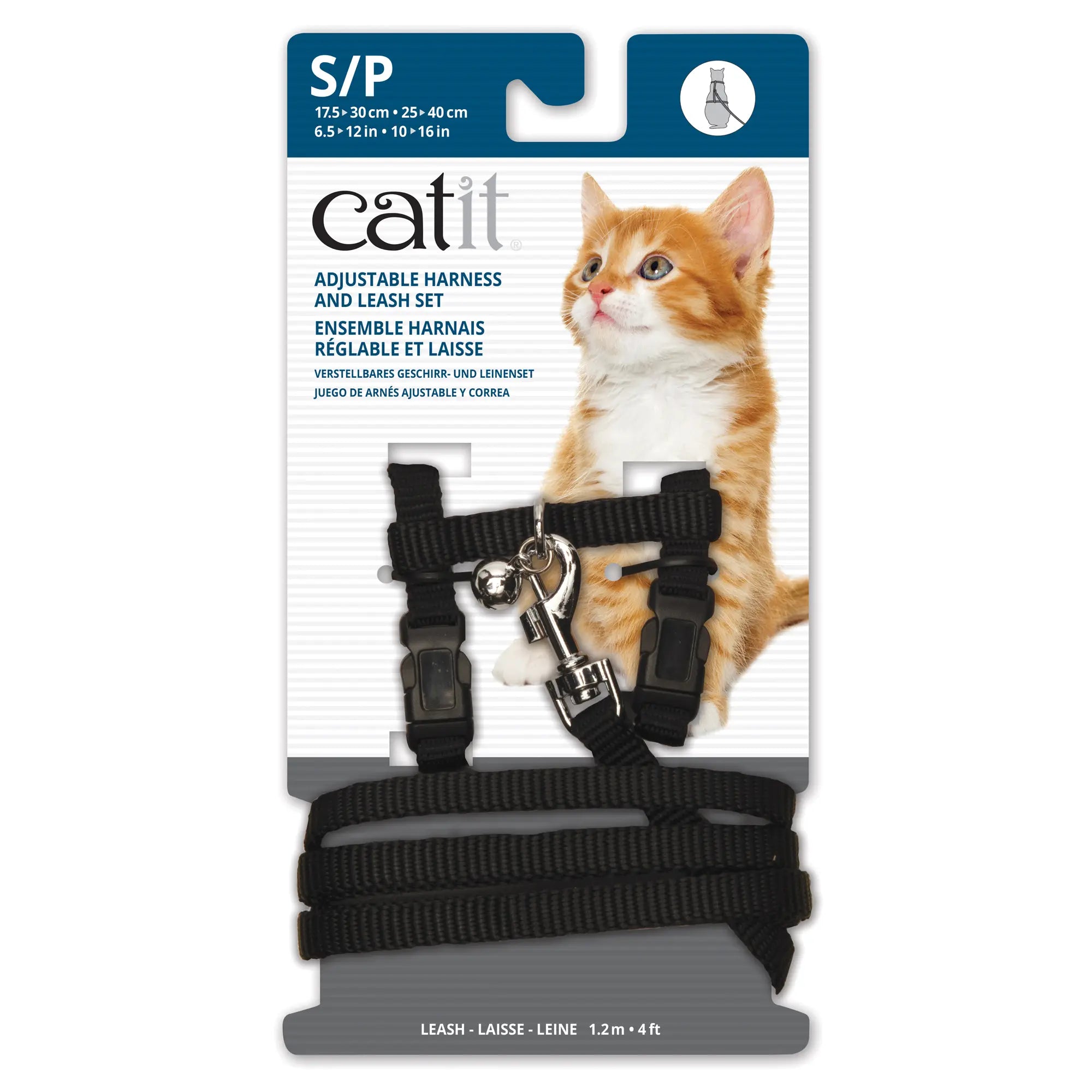 Catit Harnais Réglable avec Laisse Noir P
