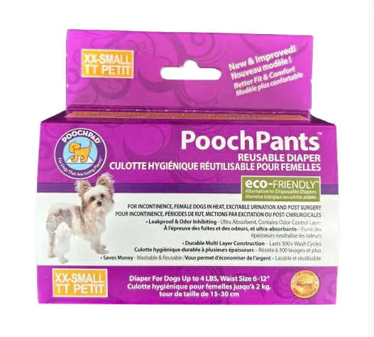 PoochPad Poochpants Culotte Hygiénique Réutilisable pour Femelle TT-Petit