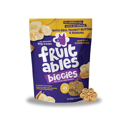 Fruitables Biscuits Biggies Beurre d'Arachide et Banane pour Chien 453g