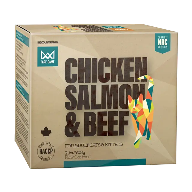 Big Country Raw Fare Game Poulet, Saumon et Bœuf 2lbs / 908g