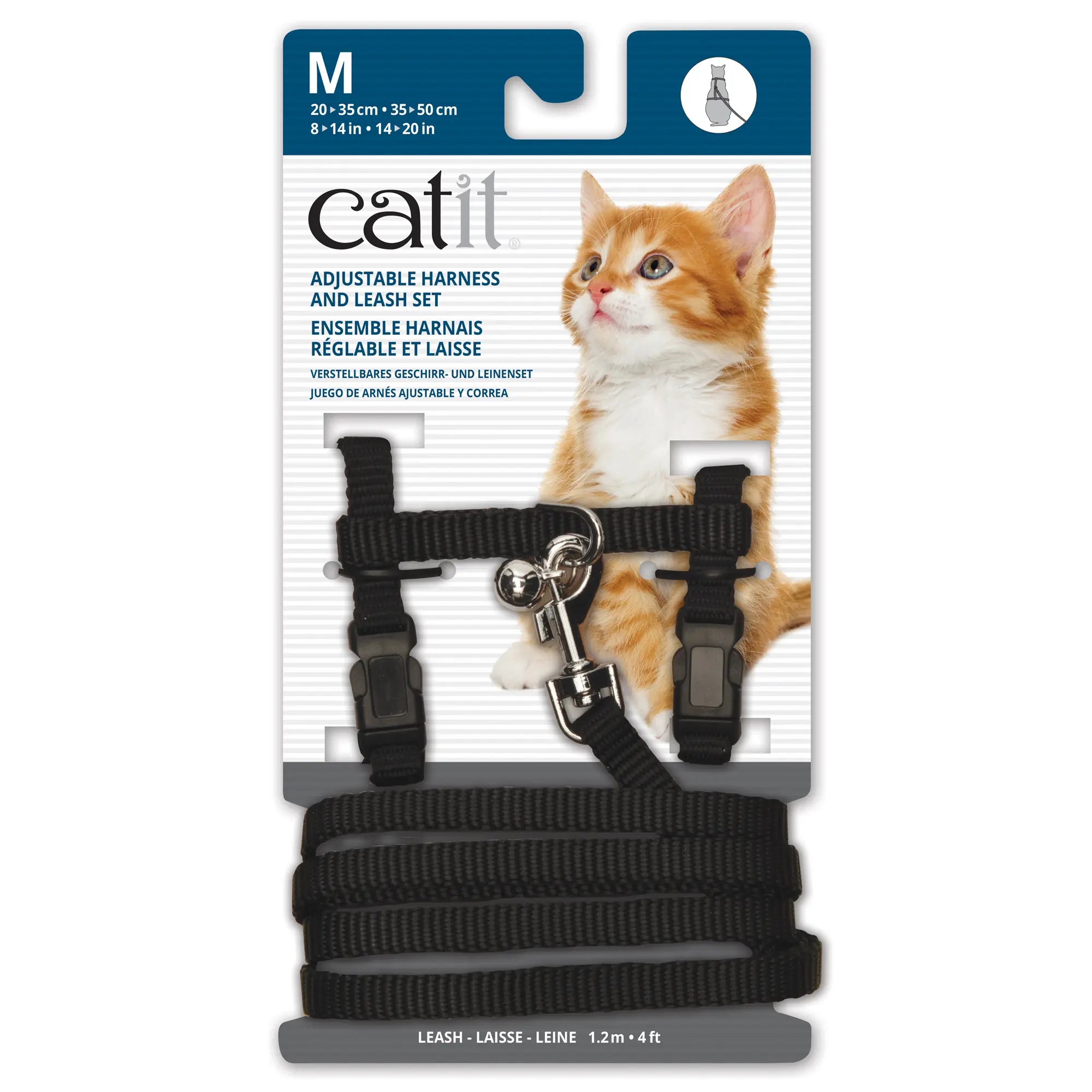 Catit Harnais Réglable avec Laisse Noir M