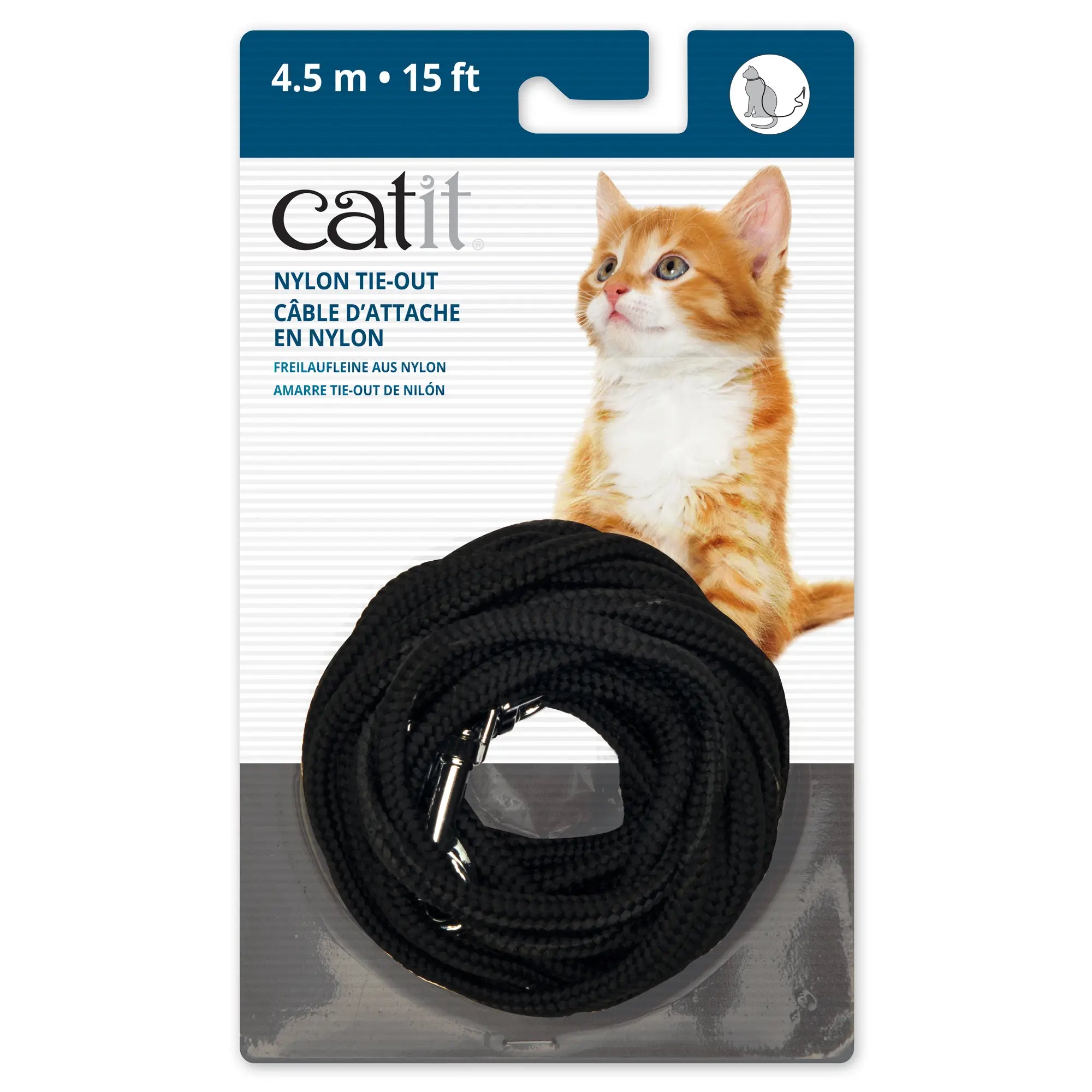 Catit Câble d'Attache en Nylon Noir 4.5m / 15ft