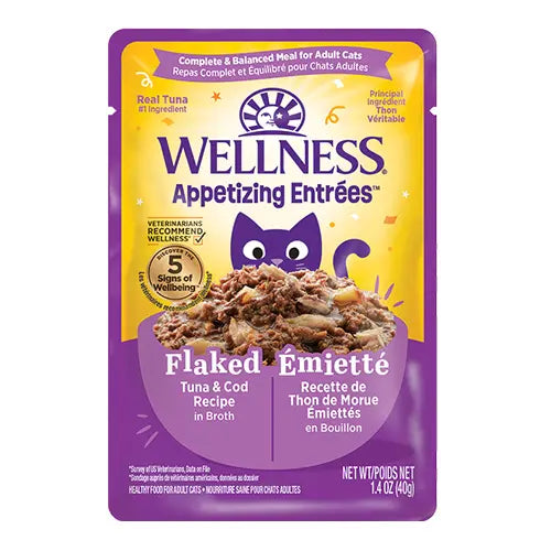 Wellness Appetizing Entrées Émietté Recette de Thon et Morue en Bouillon 40g
