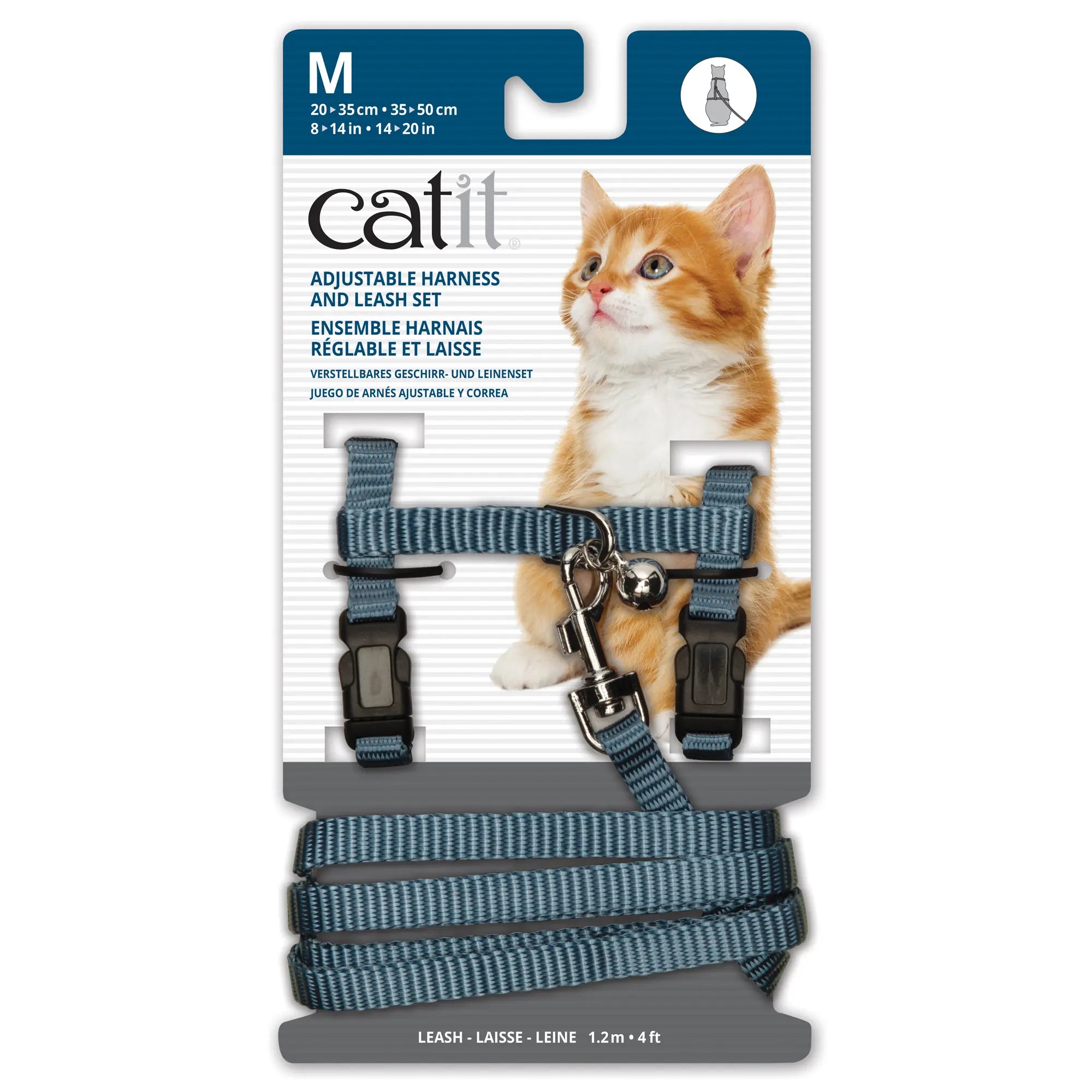 Catit Harnais Réglable avec Laisse Bleu Clair M