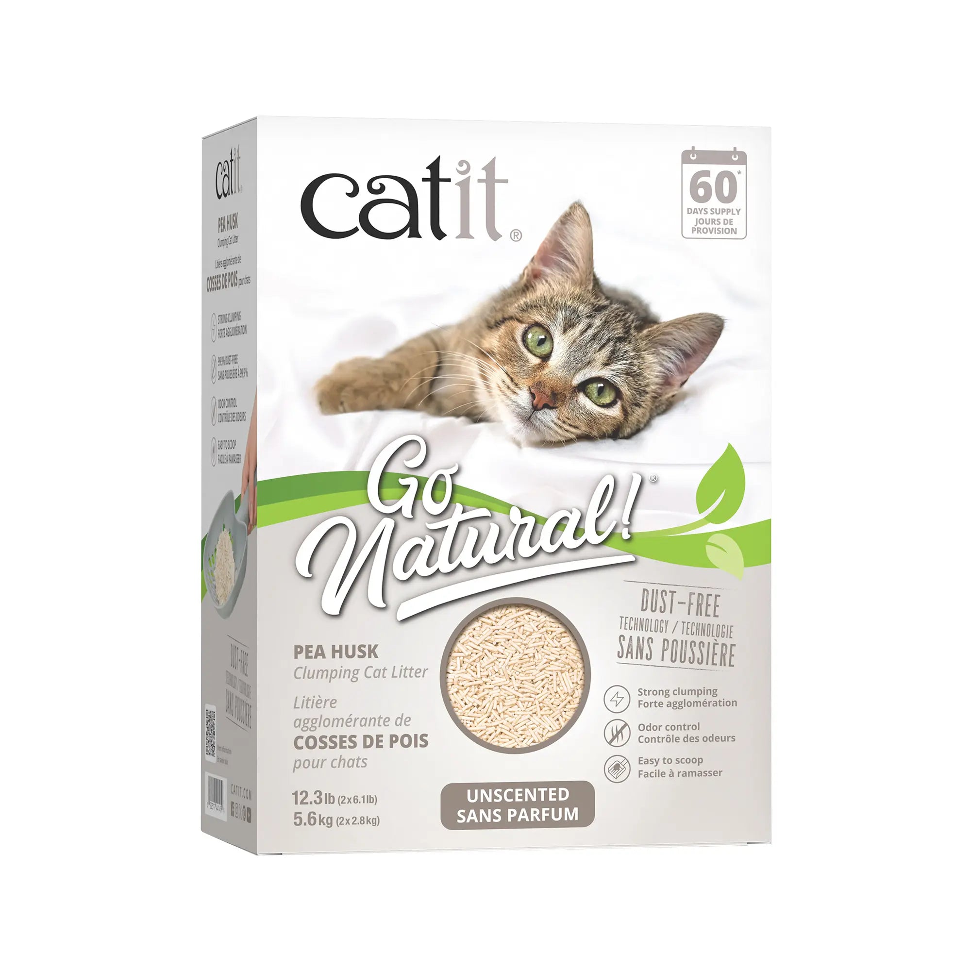 Catit Go Natural Litière Agglomérante Cosses de Pois Sans Parfum 10lb / 5.6kg