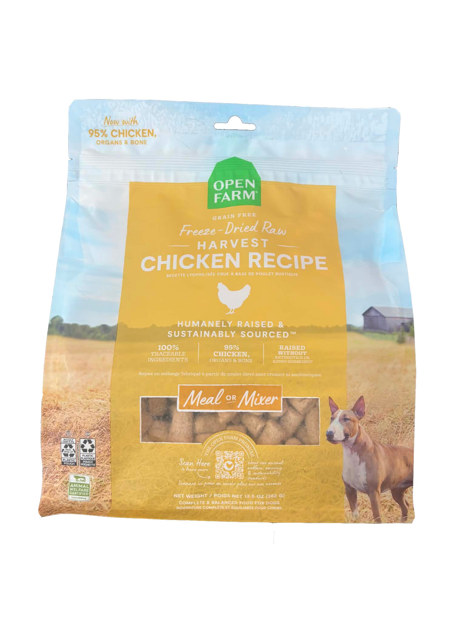Open Farm Rawmix Morceaux Lyophilisés Recette Poulet Rustique pour Chien 382g
