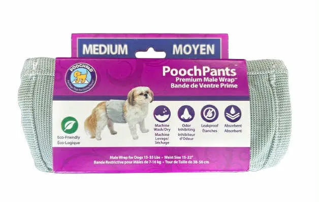 PoochPad Poochpants Bande Restrictive Réutilisable pour Mâle Moyen