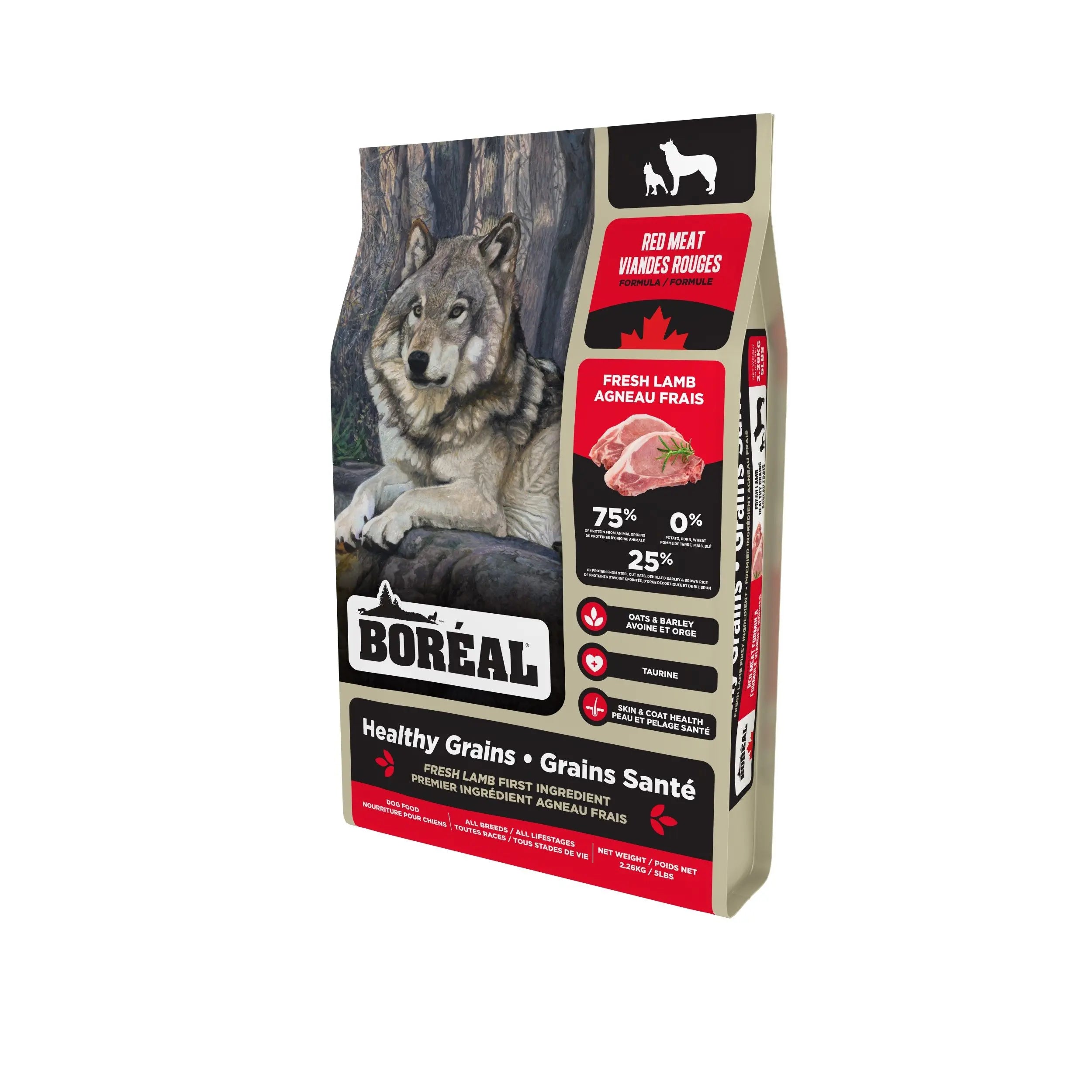 Boréal Grains Santé, Nourriture Pour Chien - Viande Rouge 5lbs / 2,26kg