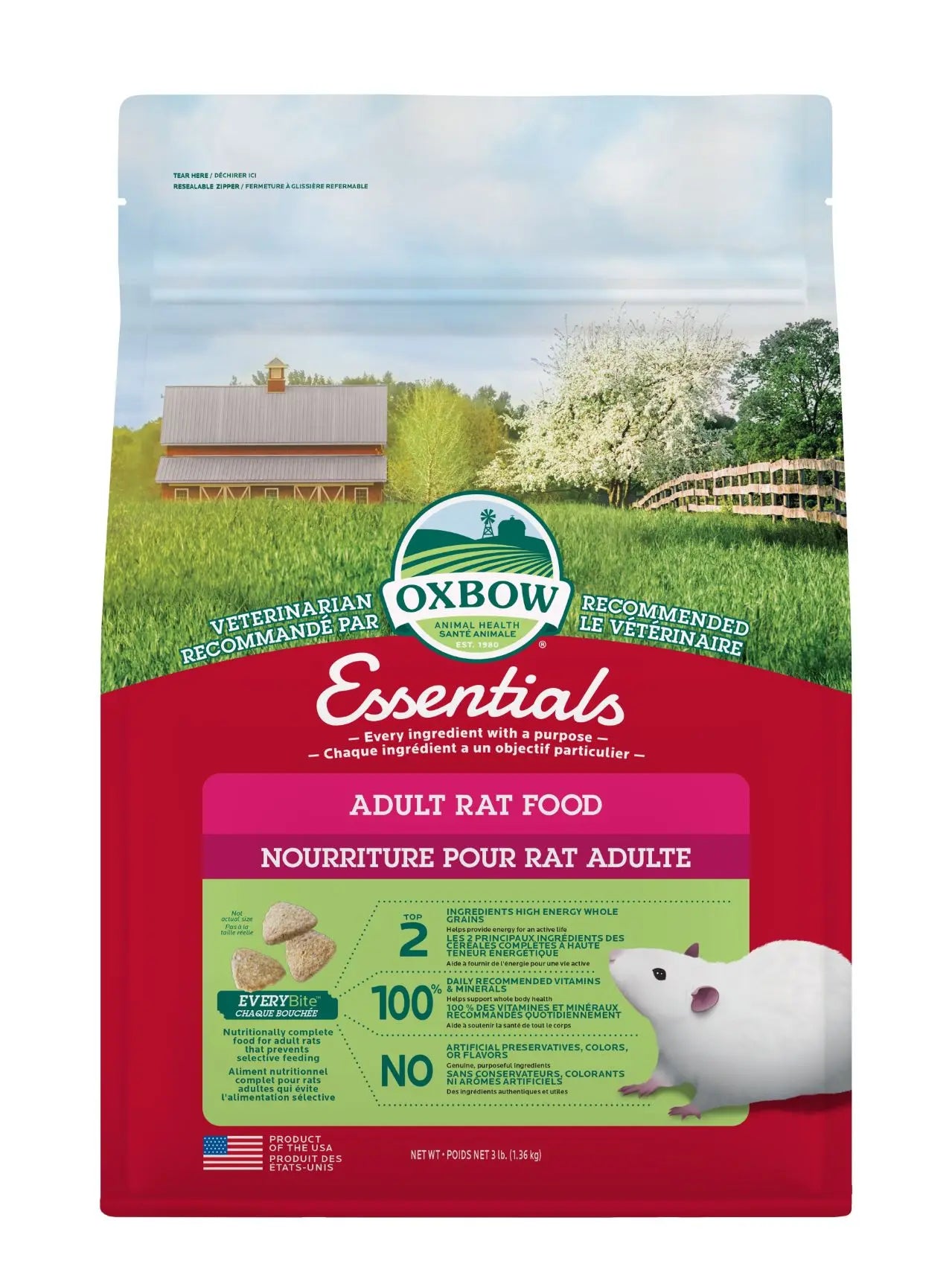 Oxbow Essentials Rat Adulte 3lbs / 1.36kg