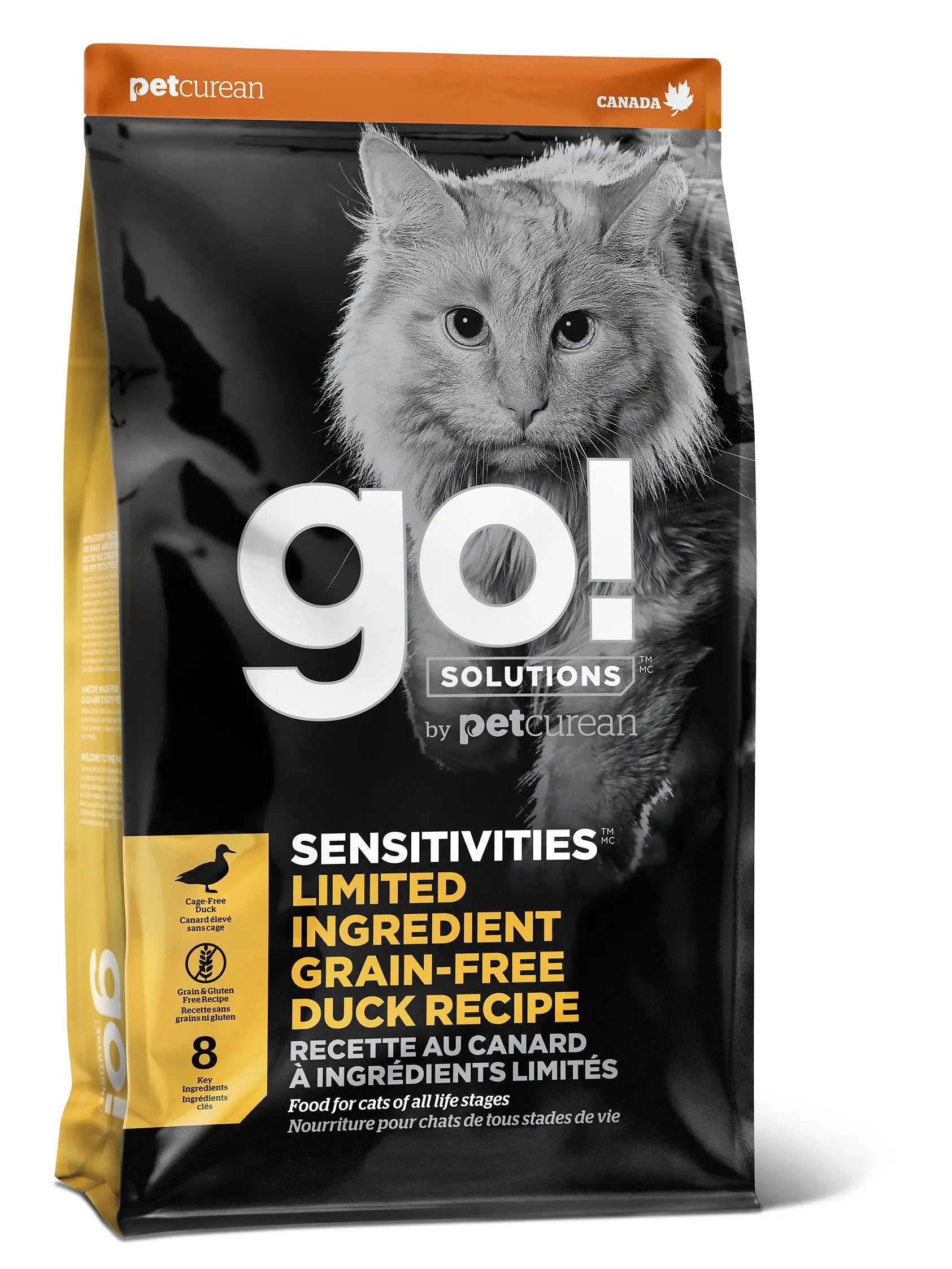 Petcurean Go! Sensitivities LID Sans Grains Pour Chat Canard 16lbs / 7.26kg
