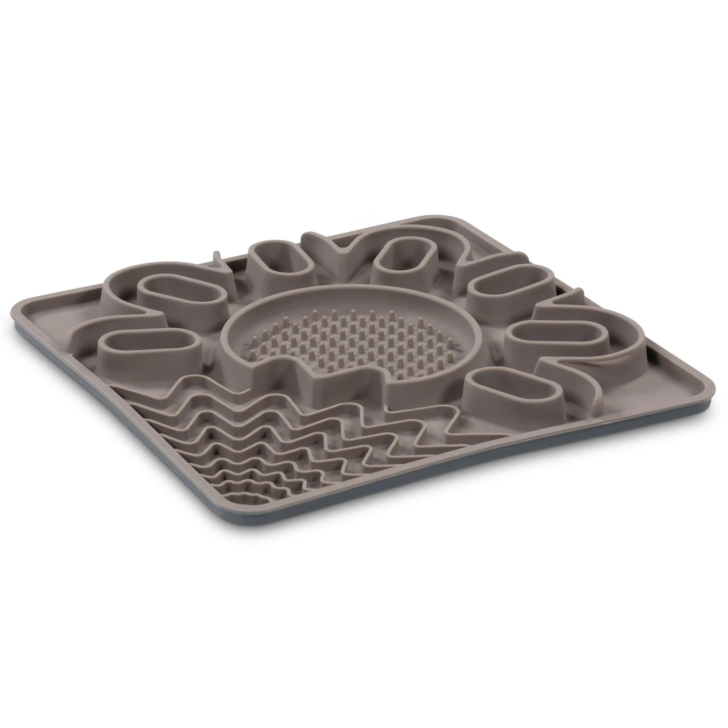 Messy Mutts Tapis D'alimentation En Silicone Multi-surfaces Avec Cadre 10" Par 10" Gris