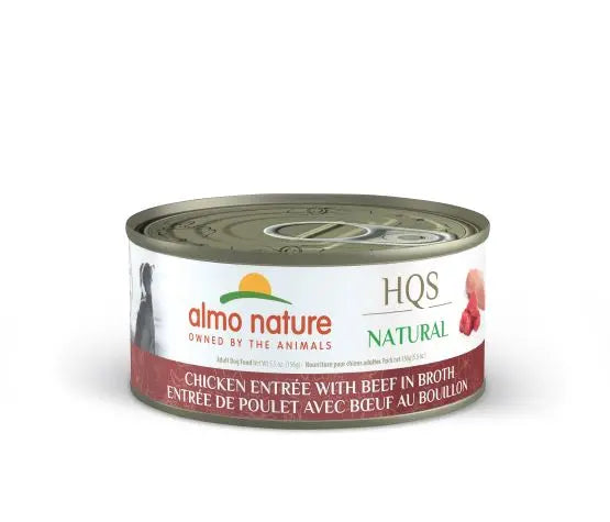 Almo Nature HQS Natural Chien Entrée de Poulet avec Boeuf au Bouillon 156g