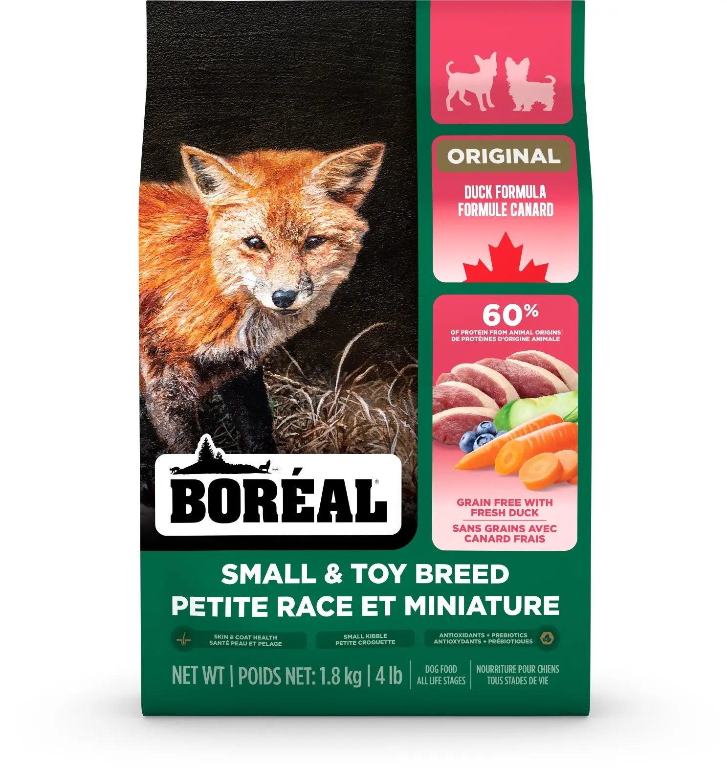 Boréal Original Pour Chien Miniature & Petite Race Sans Grains Canard 4lbs / 1.8kg