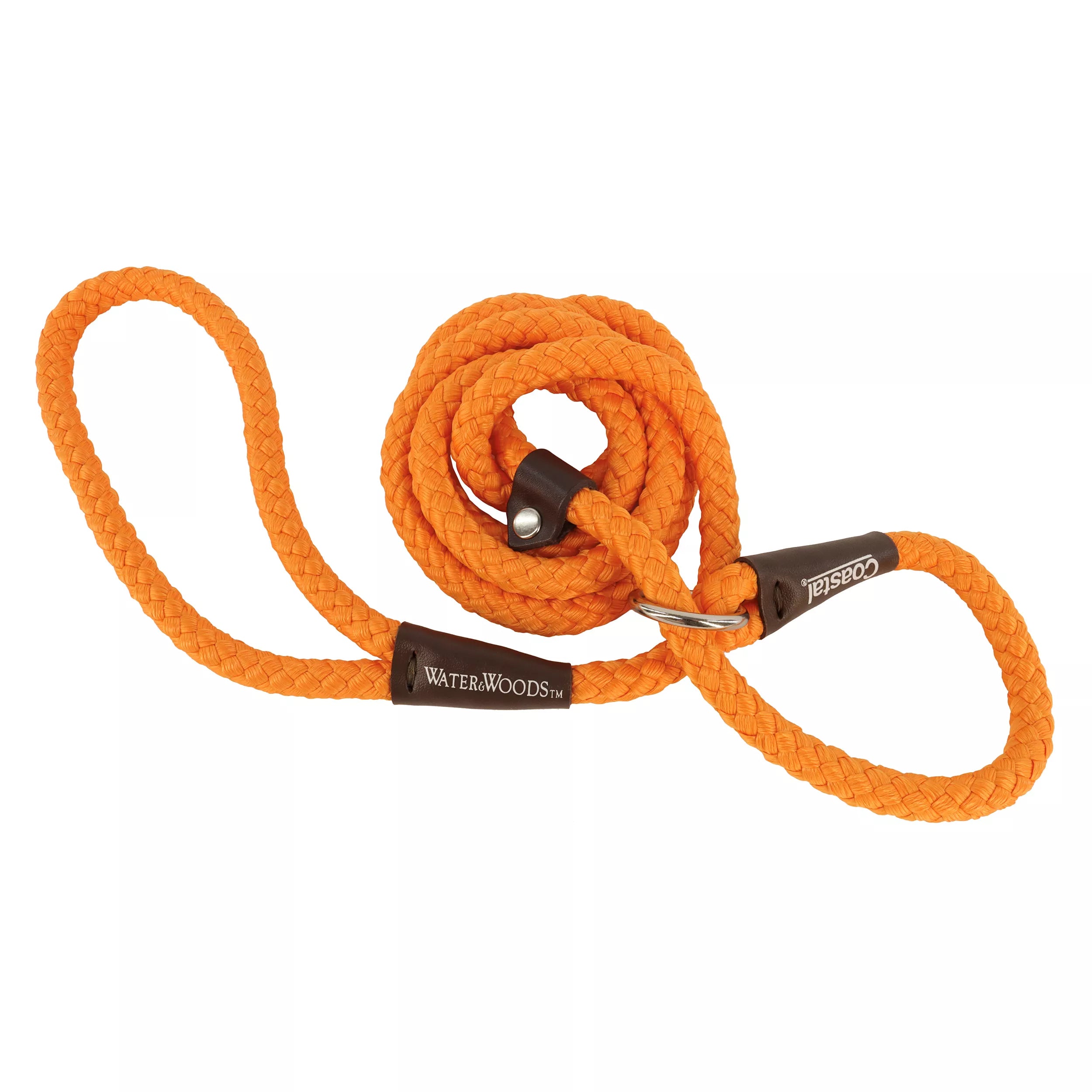 Coastal Water & Woods Laisse Corde Tressée Coulissante 1'' x 6' Orange