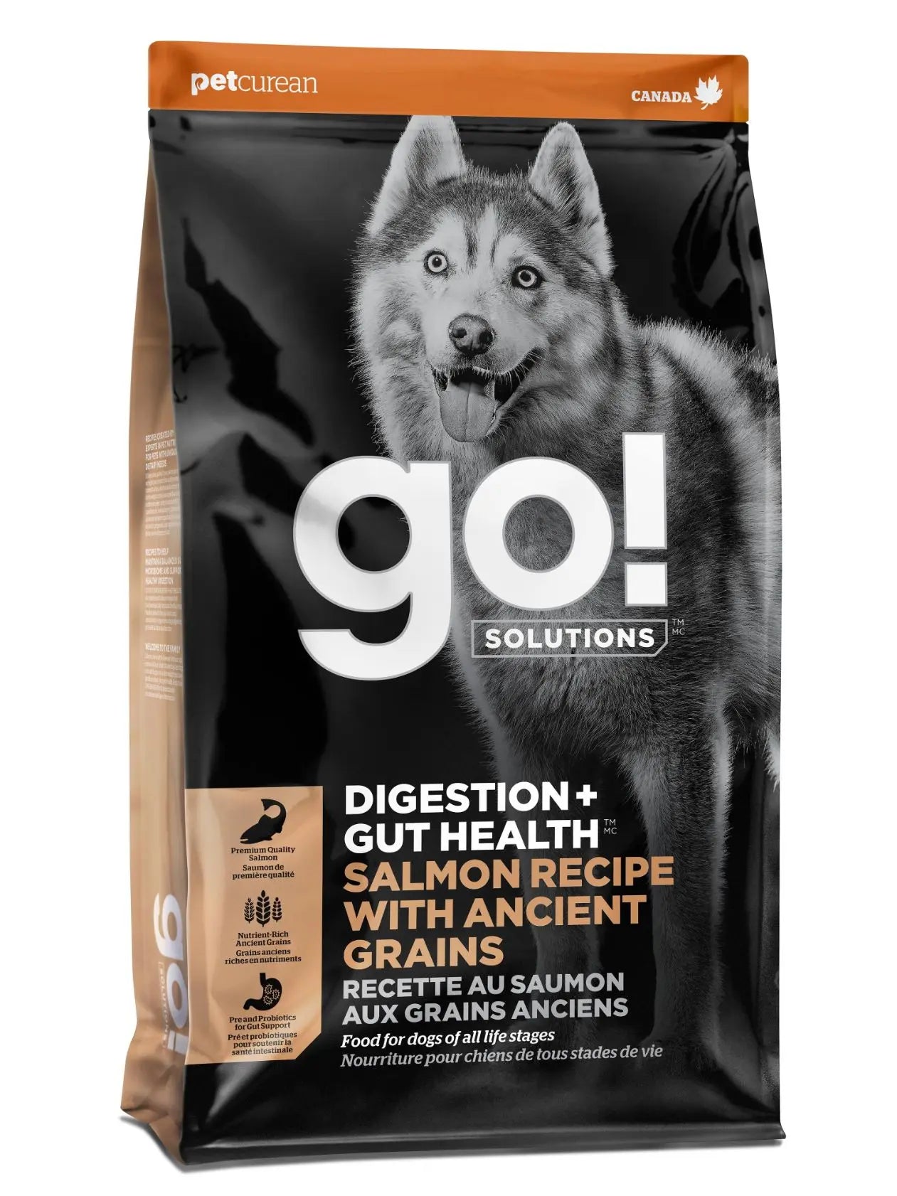 Petcurean Go! Digestion + Santé Intestinale Aux Grains Anciens Pour Chien Saumon 3.5lbs / 1.59kg