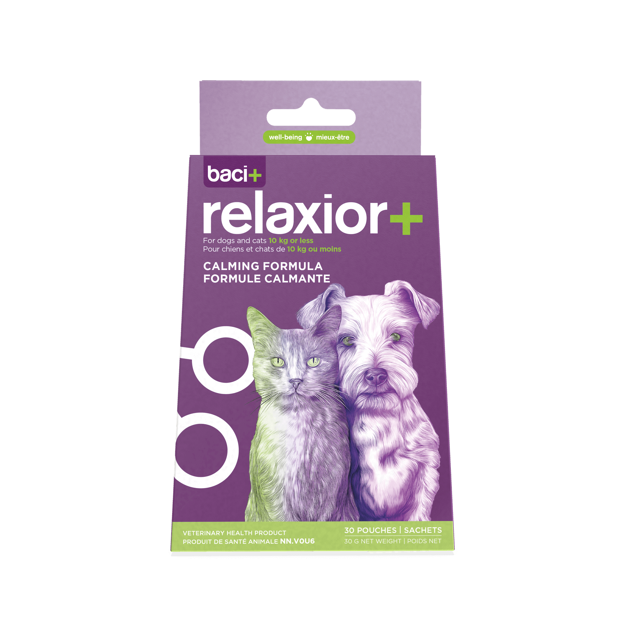 Baci+ Relaxior+ Formule Calmante Pour Chiens Et Chats -22lb / -10kg (30 Sachets)