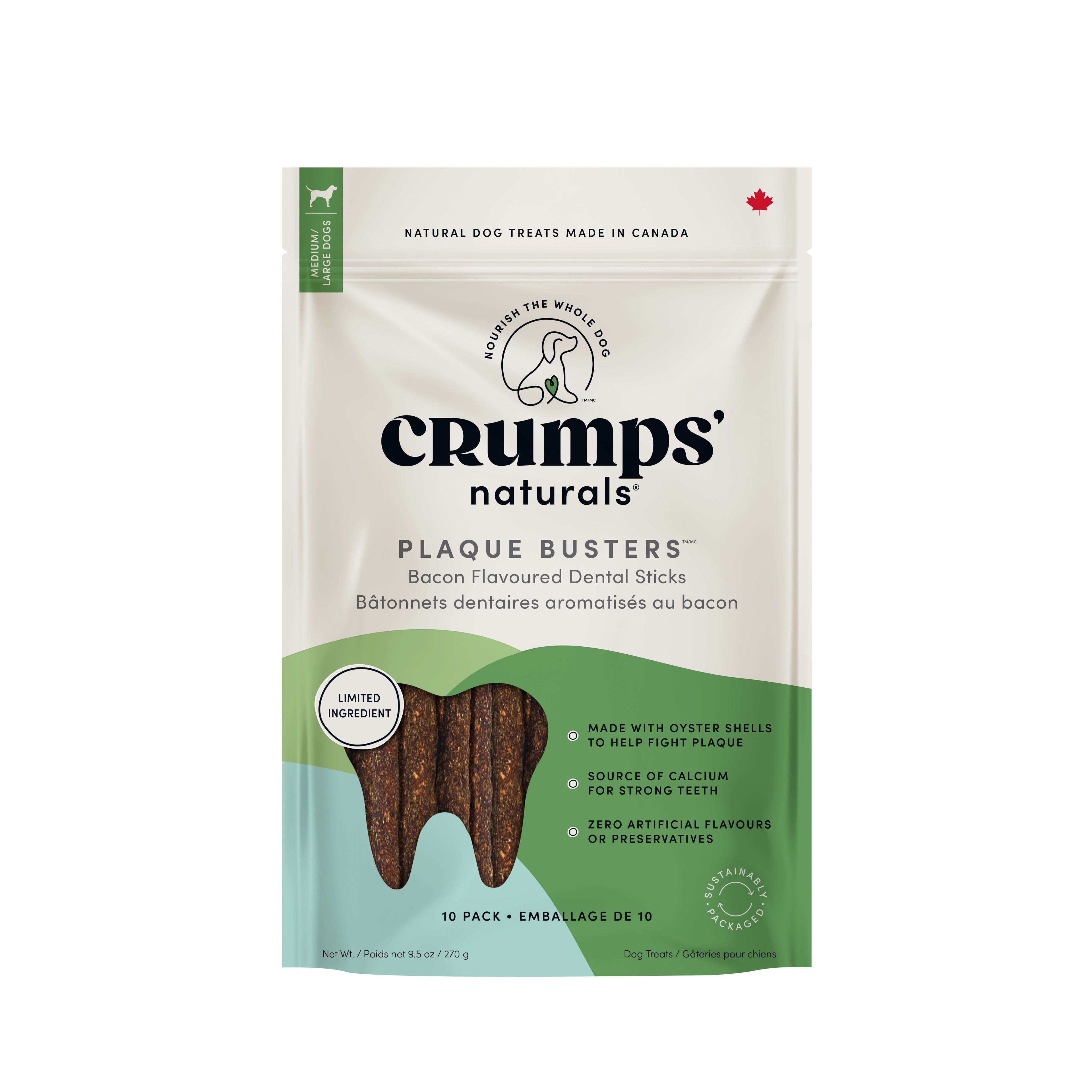 Crumps Naturals Plaque Busters Bâtonnets Dentaires Aromatisés au Bacon (10 Unités) 270g