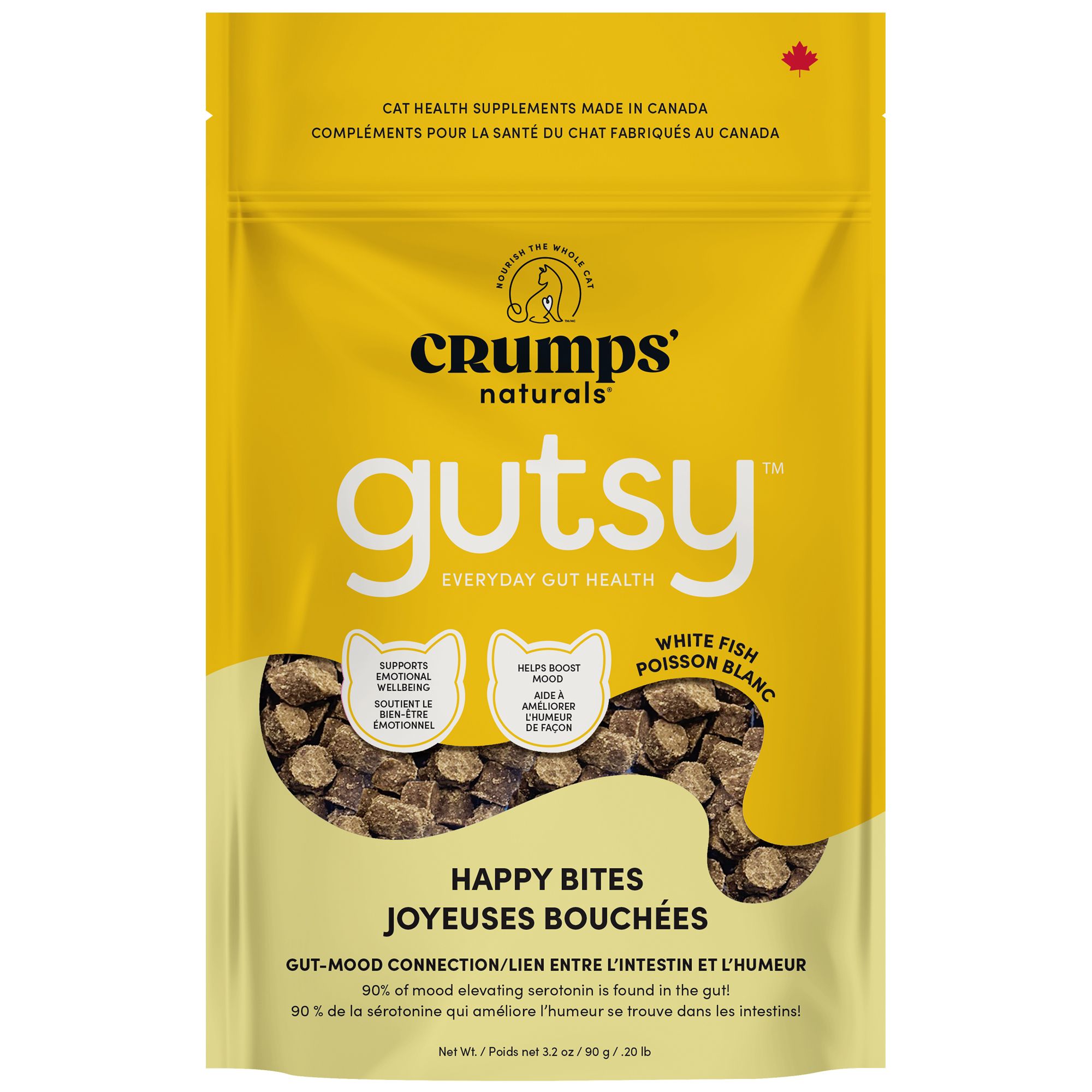 Crumps Naturals Gutsy Gâteries Pour Chat Joyeuses Bouchées Poisson Blanc 90g