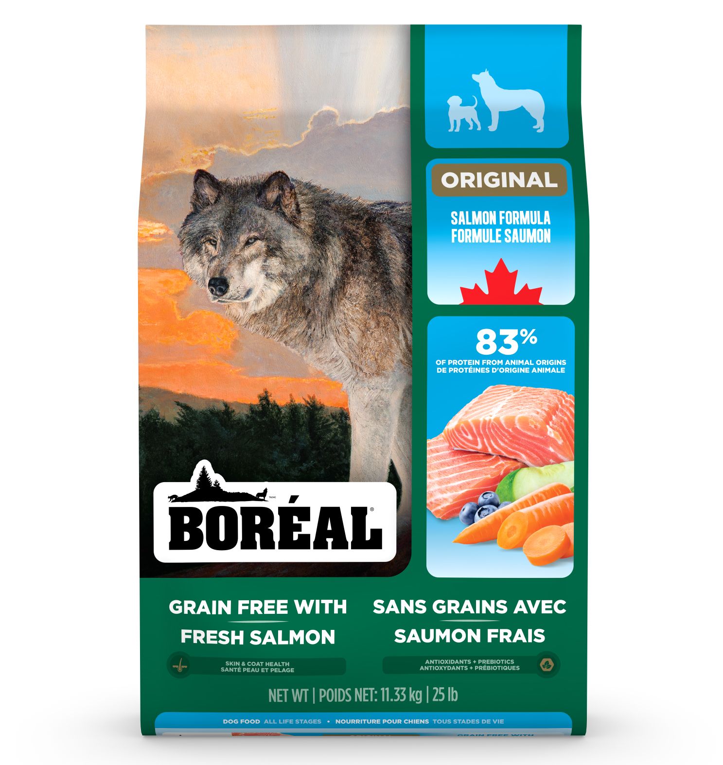 Boréal Original, Nourriture Pour Chien - Sans Grains, Saumon Sauvage 25lbs / 11.36kg