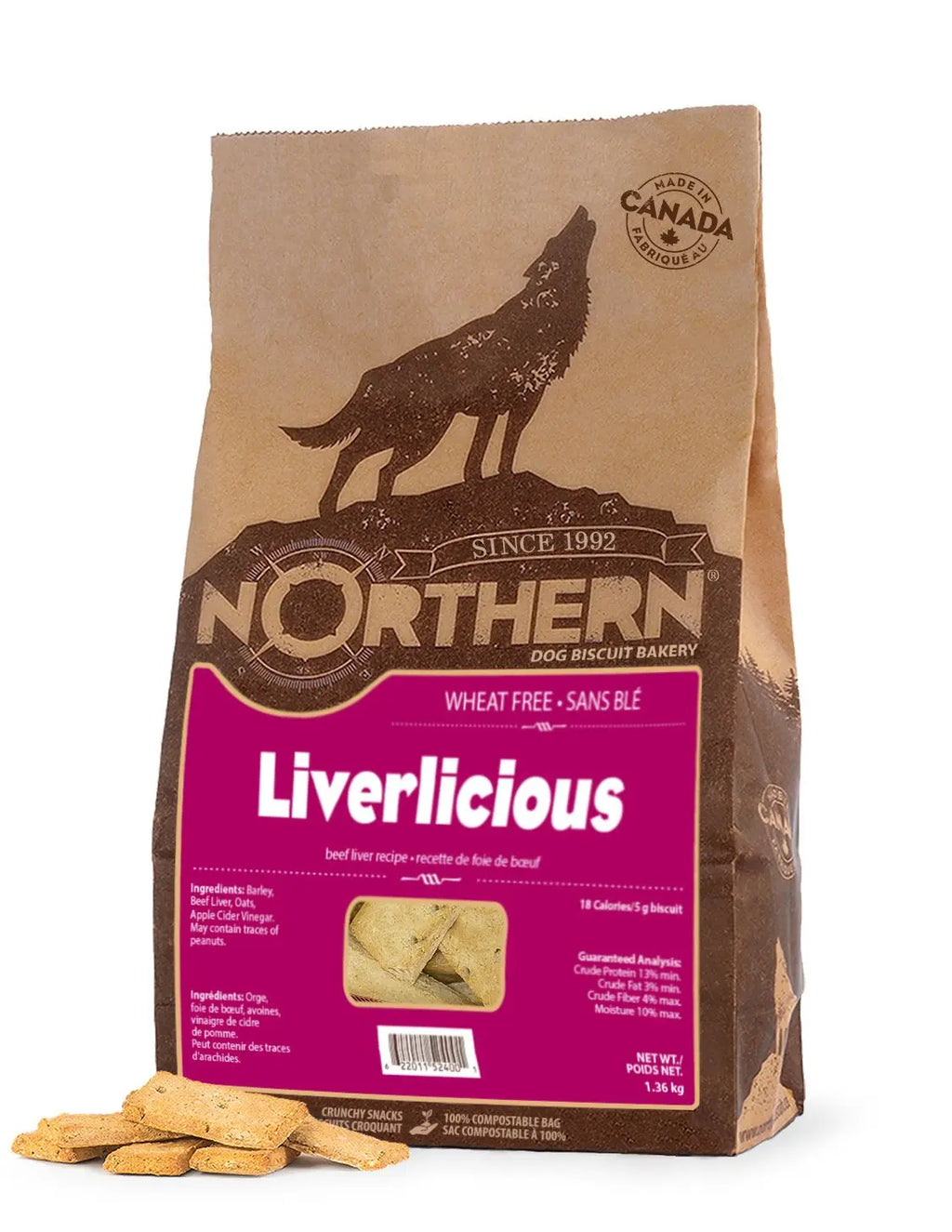 Northern Biscuits Croquants Originaux Pour Chien Foie de Boeuf 500g