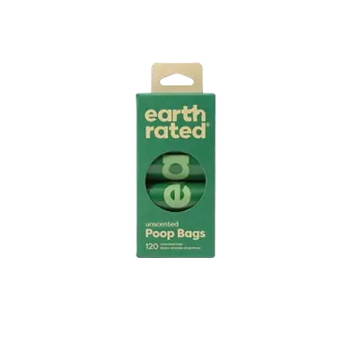 Earth Rated Poop Bags 120 Sacs (8 Rouleaux) Sans Parfum