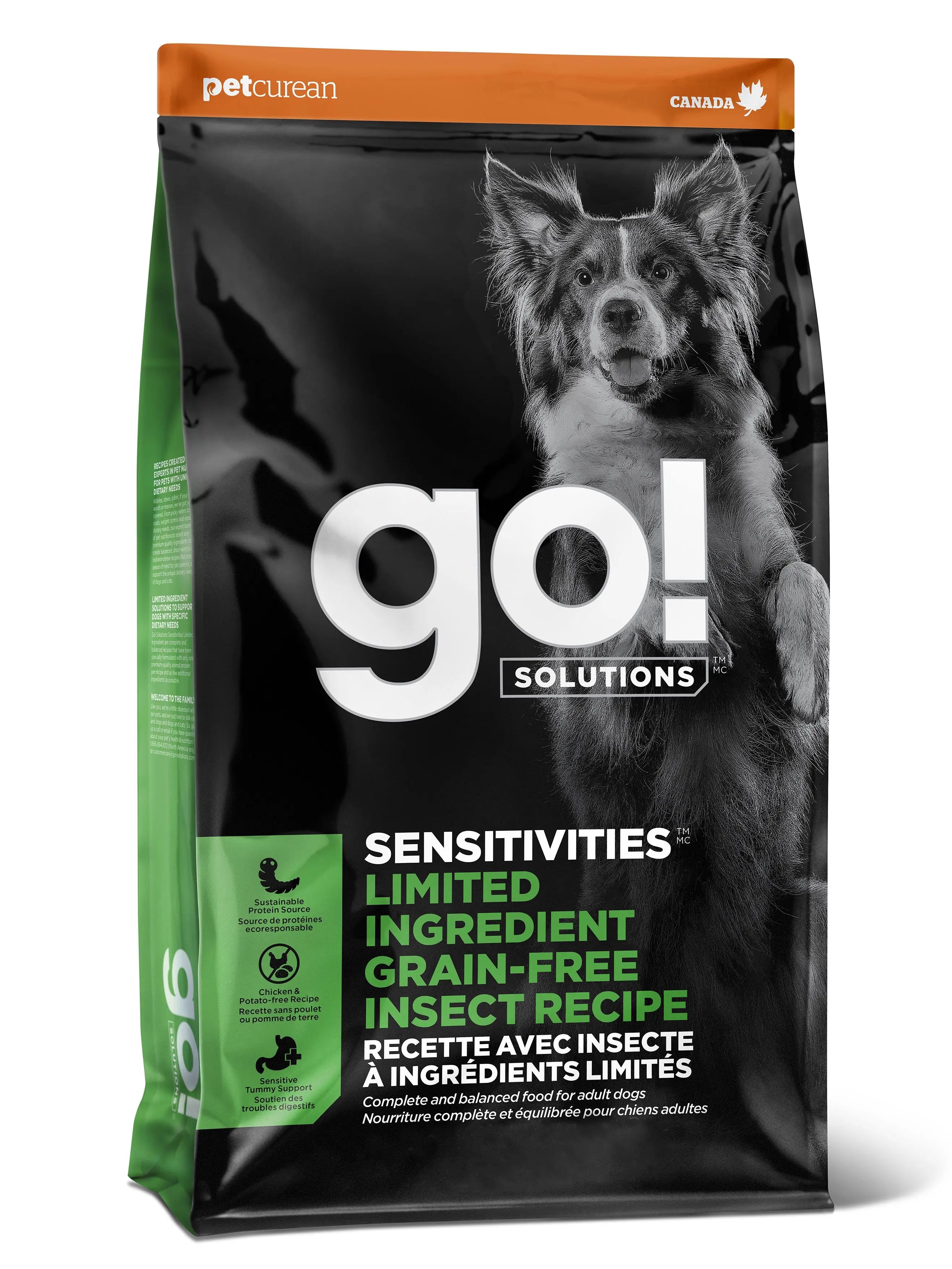 Petcurean Go! Sensitivities LID Sans Grains Pour Chien Insecte 3.5lbs / 1.59kg