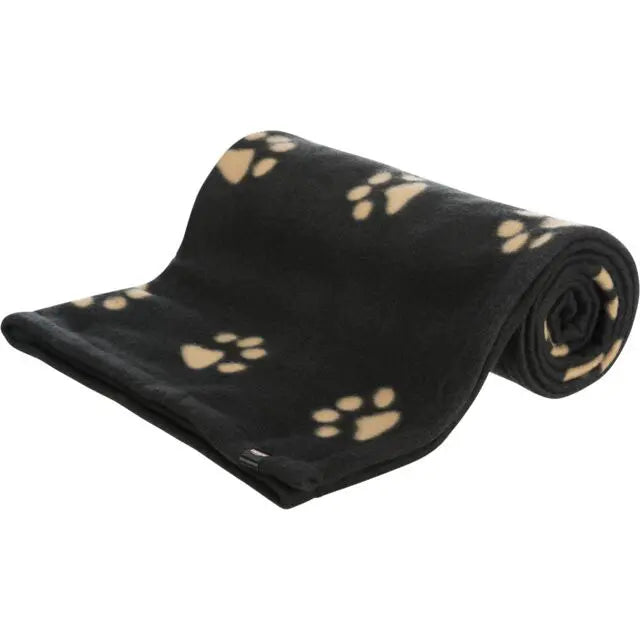 Trixie Couverture Barney 150x100cm Noire avec motif de Pattes Beiges