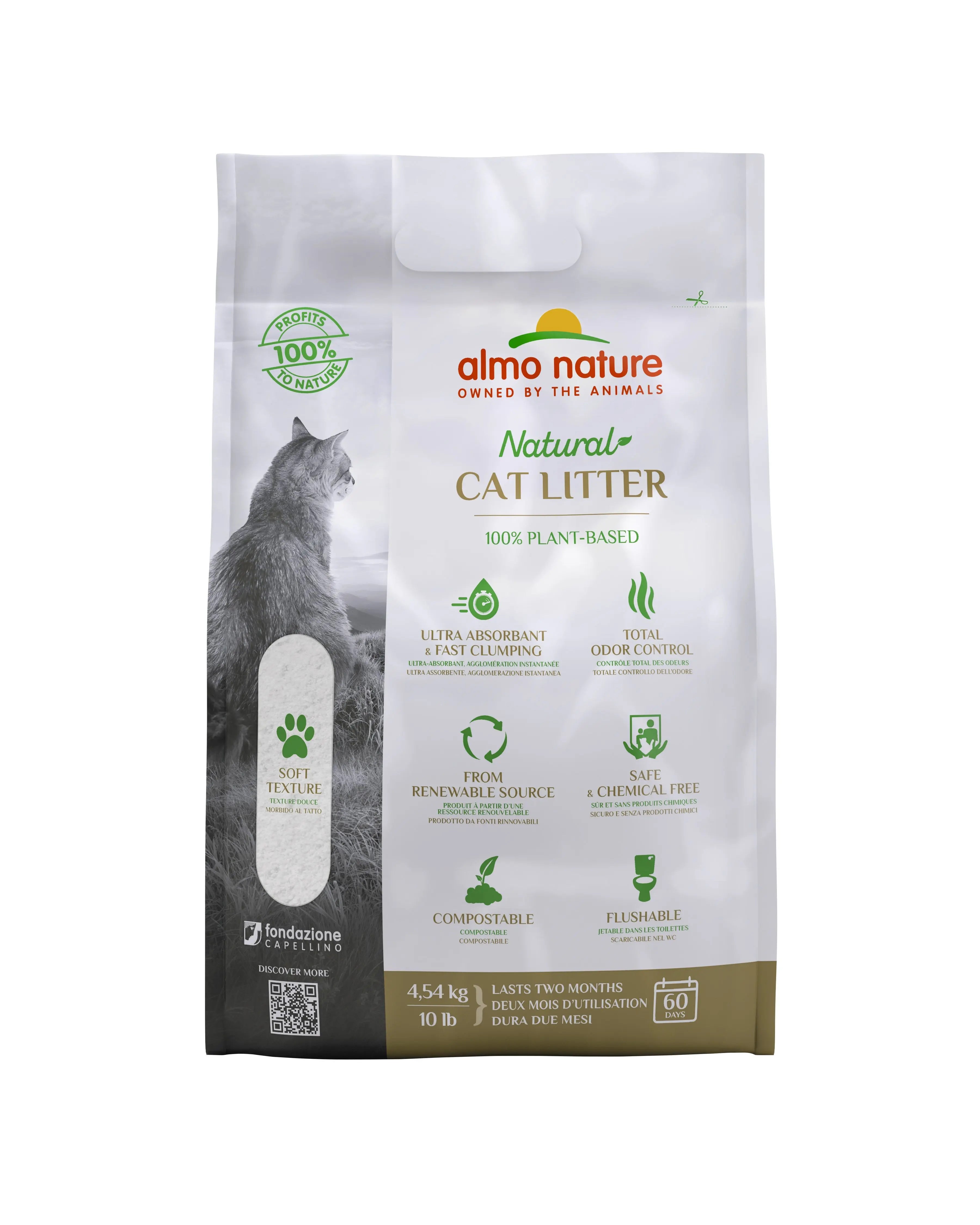 Almo Nature Litière Agglomérante Végétale Non Parfumée 10lbs / 4.54kg