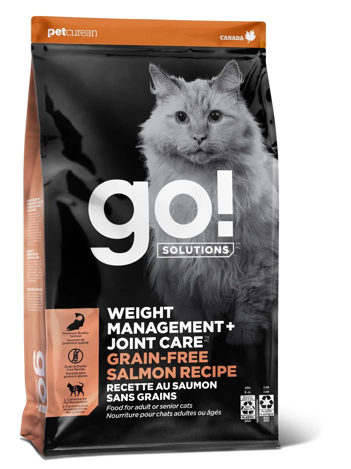 Petcurean Go! Contrôle Du Poids + Articulations Sans Grains Pour Chat Saumon 6lbs / 2.72kg