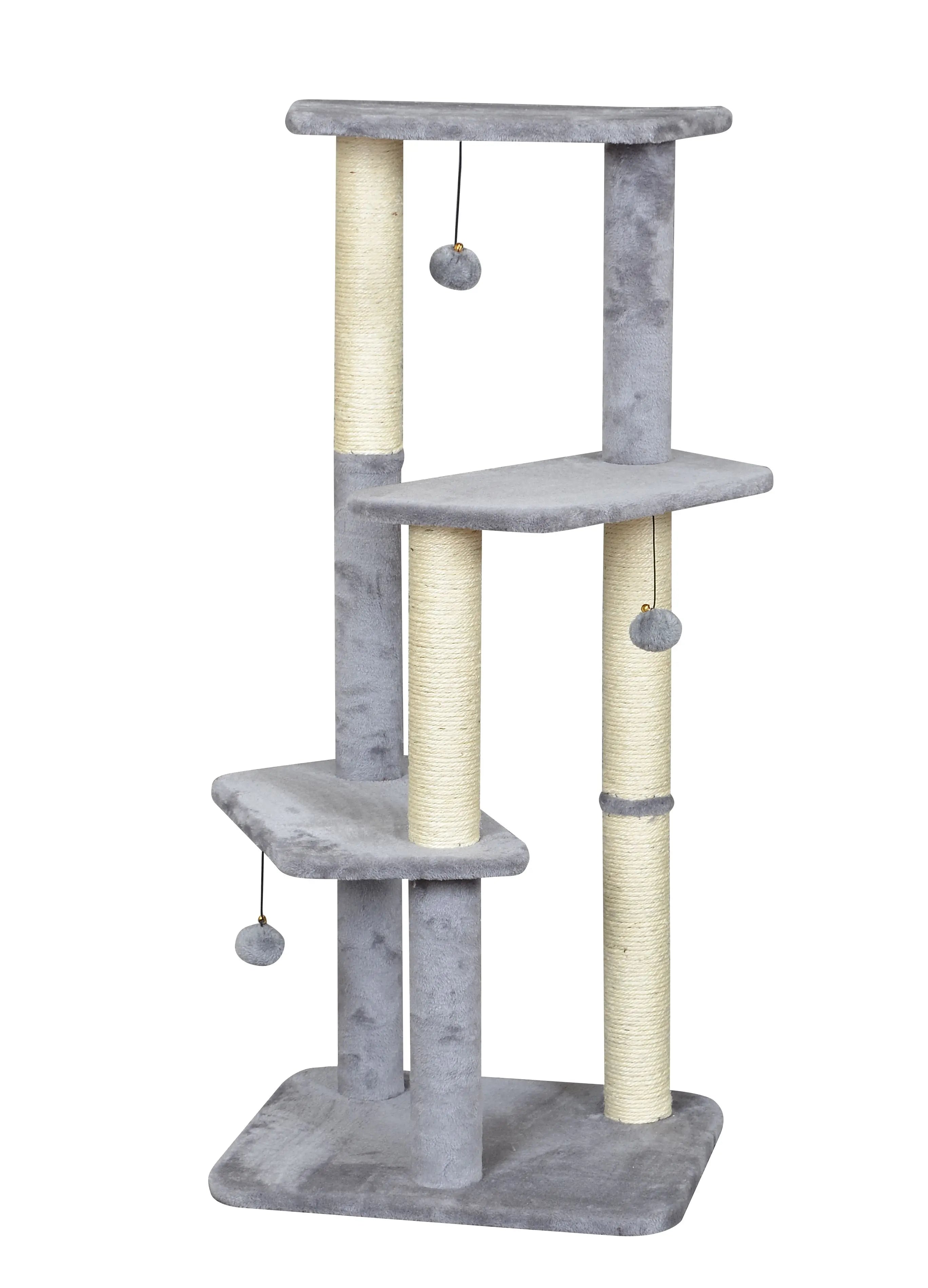 Bud'z Arbre à Chat 3 Niveaux Avec Balles Suspendues Gris 50 x 40 x 111cm