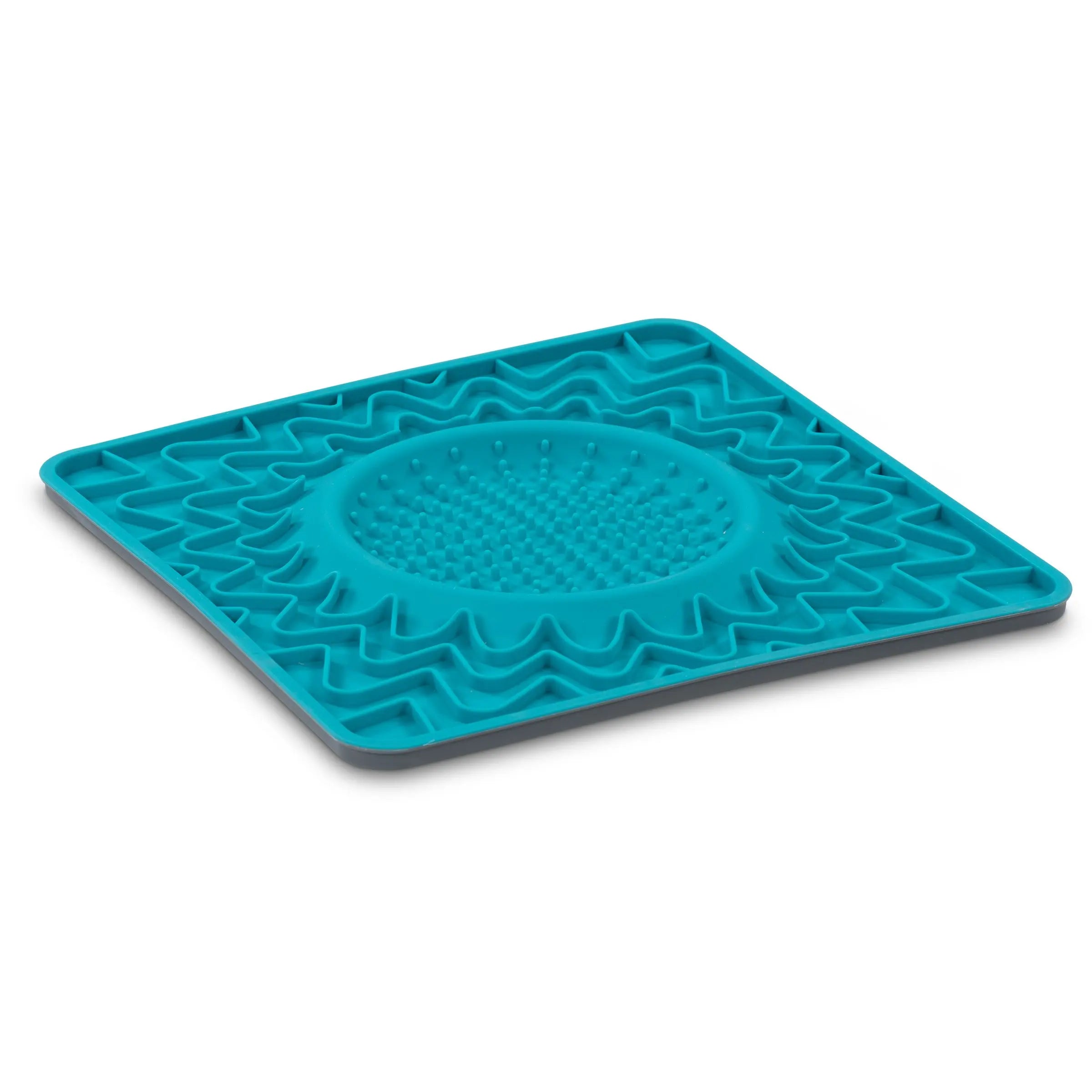 Messy Mutts Tapis D'alimentation En Silicone Avec Cadre Et Bol Intégré 10" par 10" Bleu