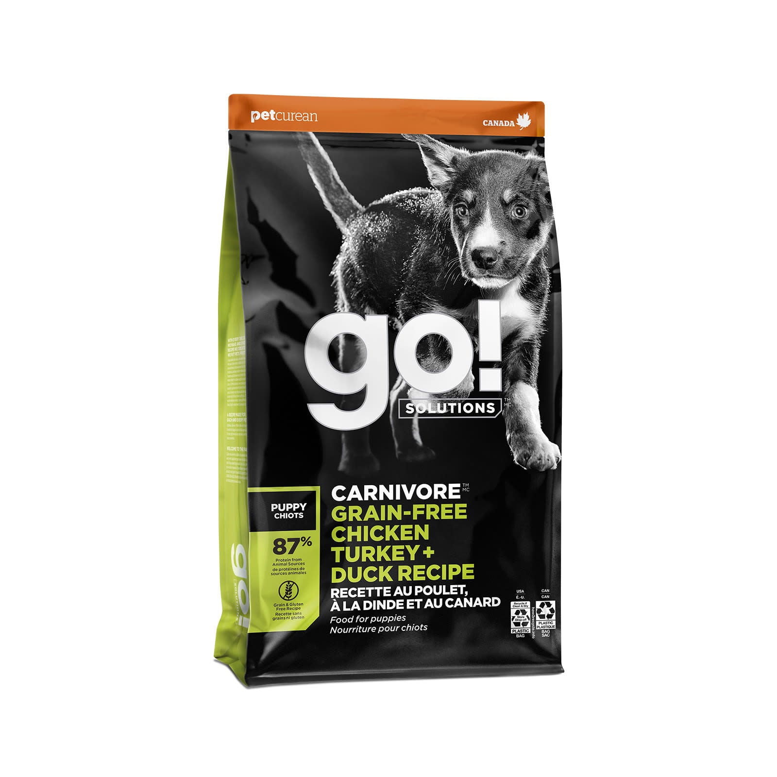 Petcurean Go! Carnivore Sans Grains Pour Chien Chiot Poulet, Dinde + Canard 12lbs / 5.44kg